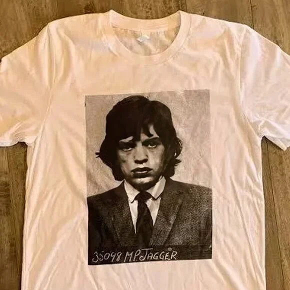 Mick Jagger Tee Unisex, Retro Design Mick Jagger Rolling Stones T-Shirt White - Picture 3 of 4